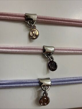 NWT Lululemon Logo Charm / Bead Hair Ties 3-Pack